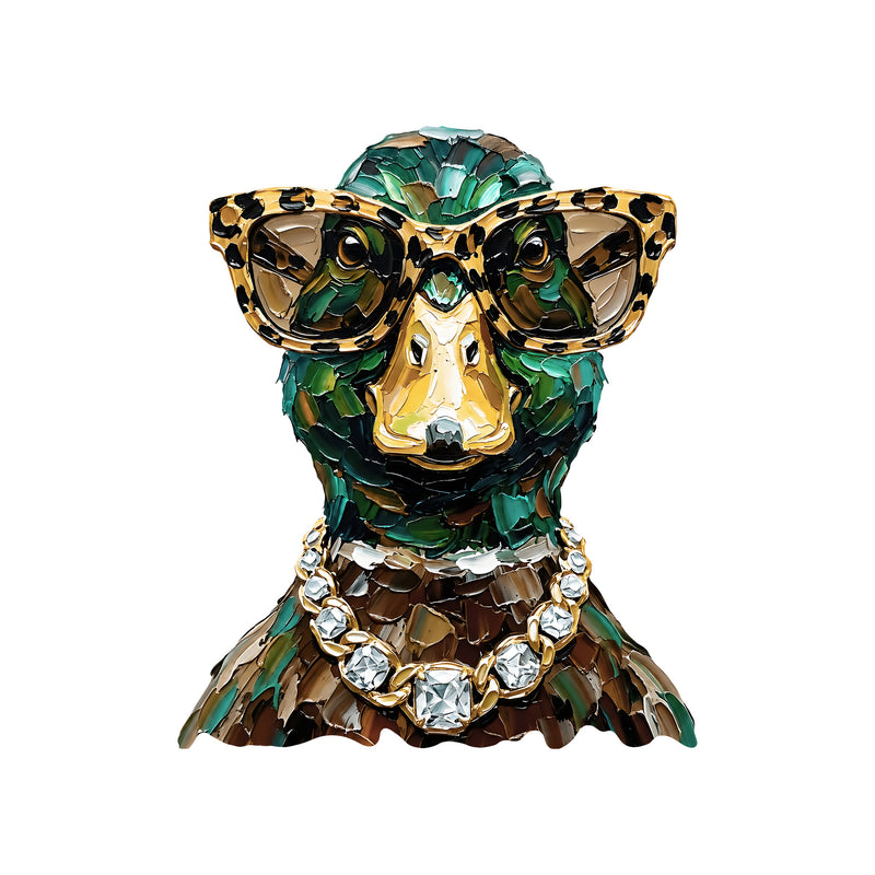 Glam Mallard Duck: Leopard Sunglasses & Diamond Chain Outdoor - DTF Transfer