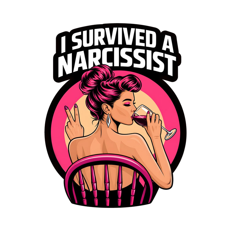 I Survived A Narcissist: Pop Art Wine & Peace Sign - DTF Transfer