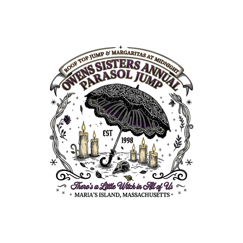 Owens Sisters Annual Parasol Jump: Practical Magic Vintage Witchy DTF Transfer
