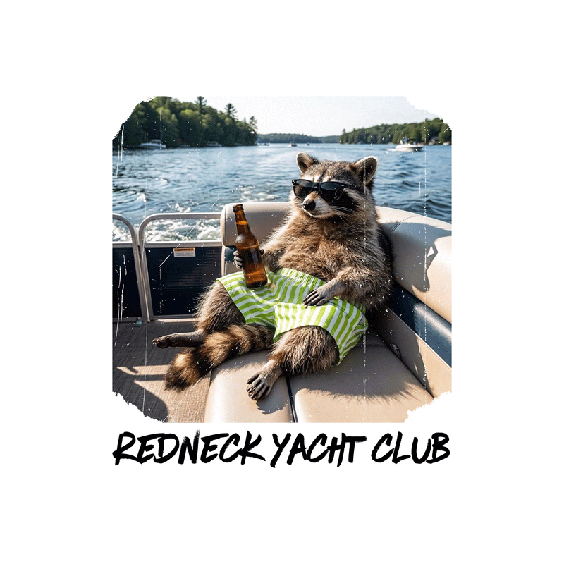 Redneck Yacht Club Pontoon Raccoon - DTF Transfer