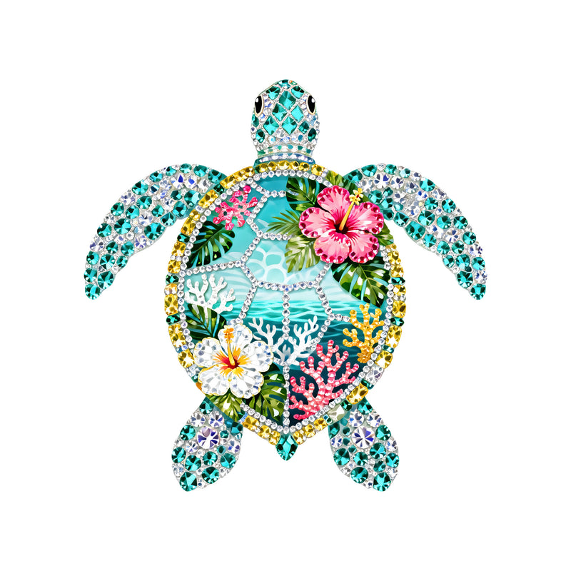 Faux Rhinestone Glimmering Sea Turtle - DTF Transfer