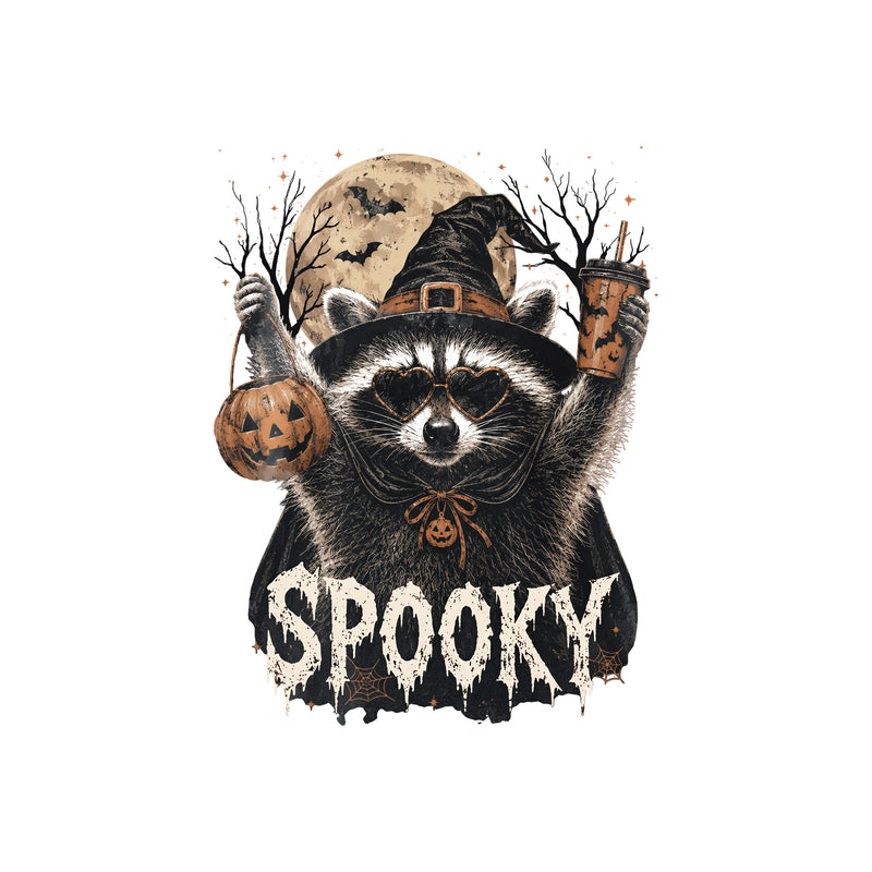 Spooky Witch Raccoon & Iced Coffee - DTF Transfer