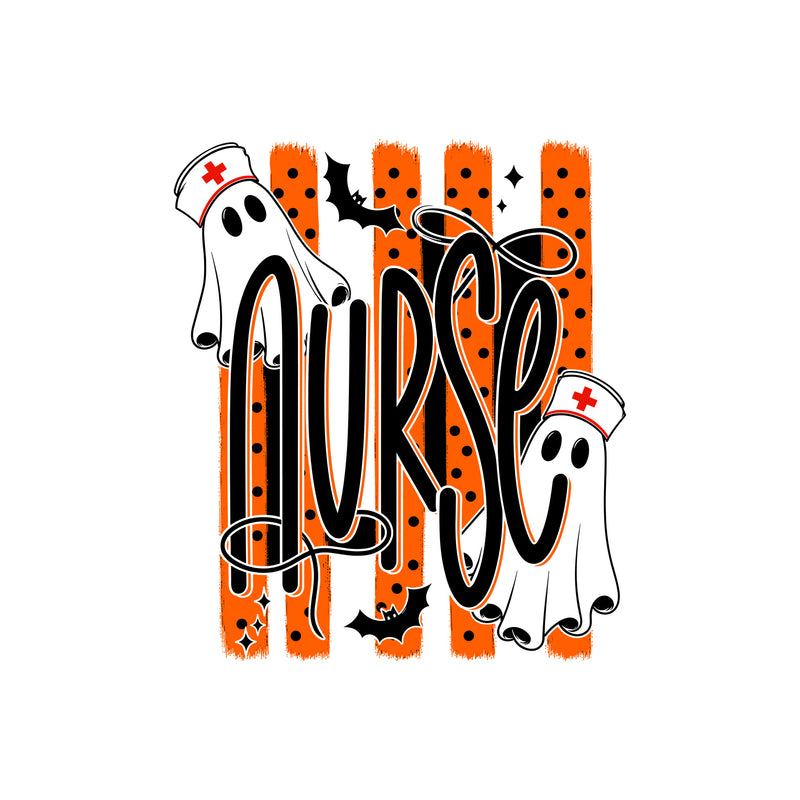 Striped Spooky Nurse Ghost - DTF Transfer