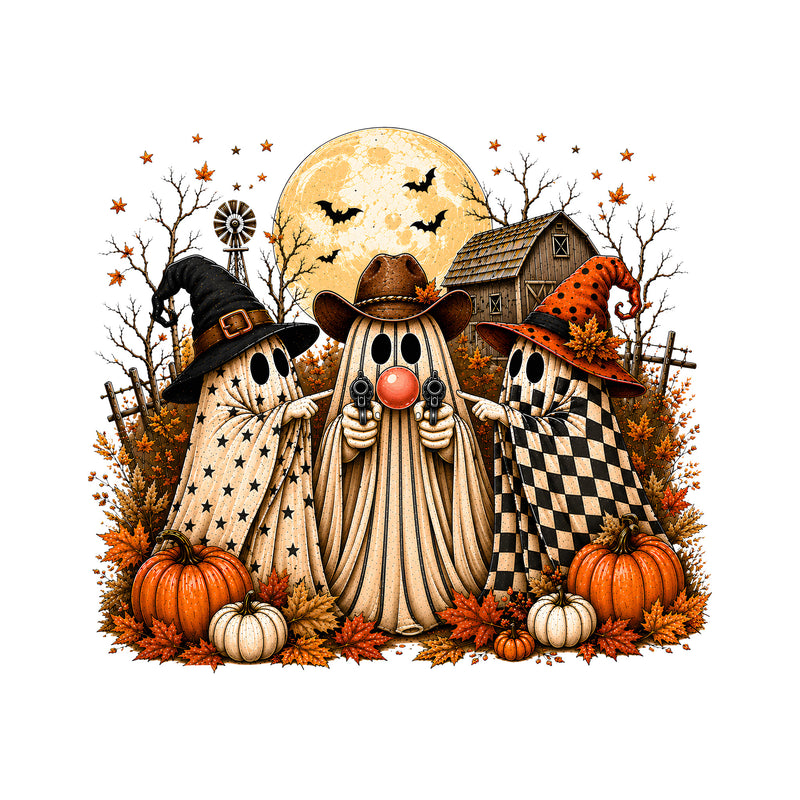 Western Cowboy & Witch Ghosts Standoff - DTF Transfer