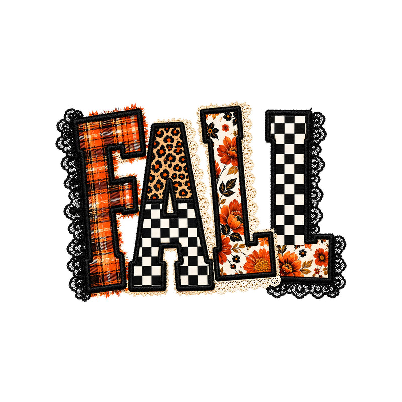 Faux Lace Patchwork Checkered Fall - DTF Transfer