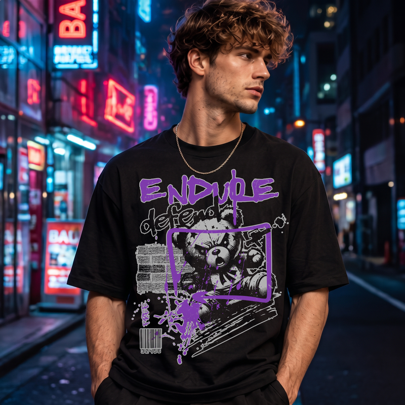 Endure Defend Y2K Punk Cyber-Grunge Teddy Bear - DTF Transfer