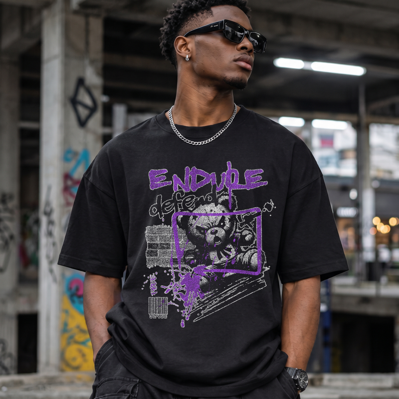 Endure Defend Y2K Punk Cyber-Grunge Teddy Bear - DTF Transfer