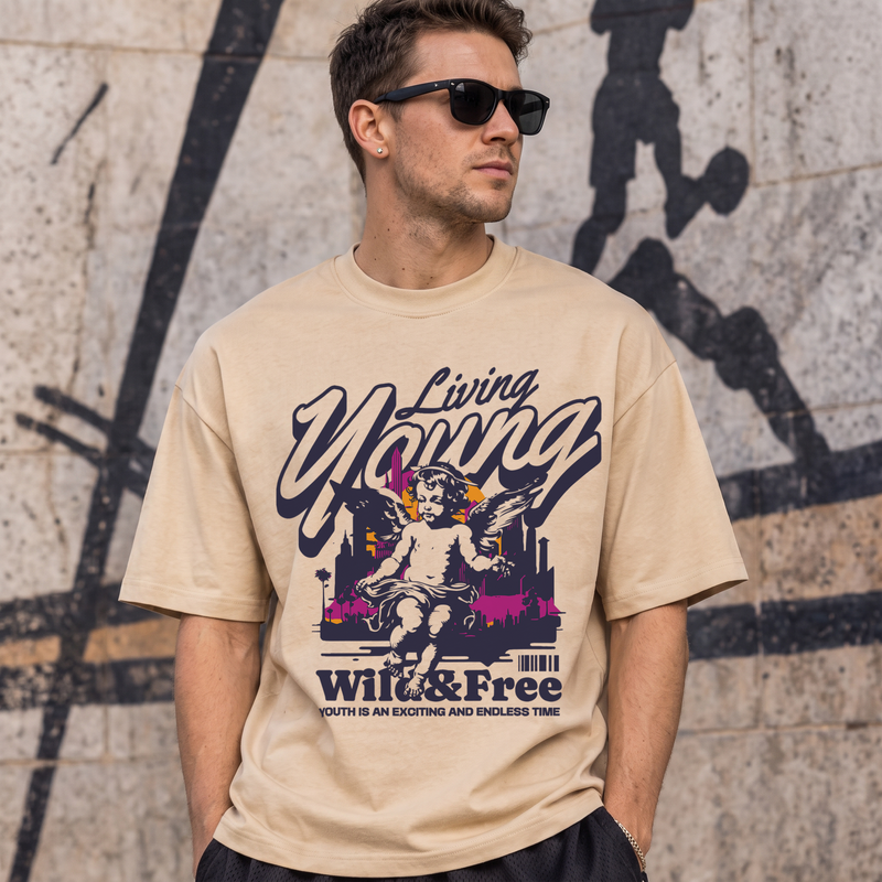 Living Young Wild & Free Y2K Renaissance Cherub Streetwear - DTF Transfer