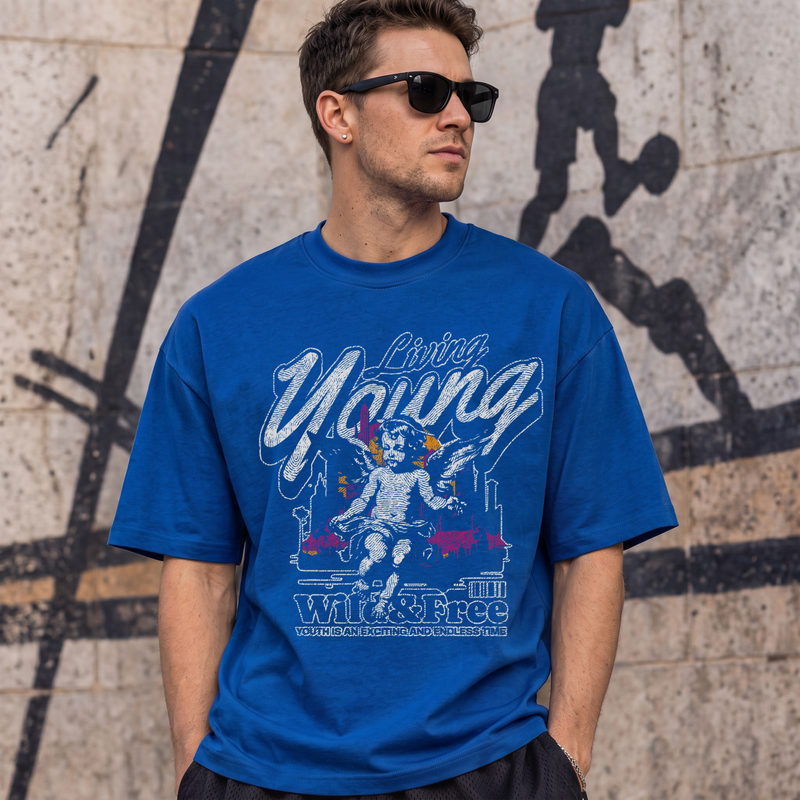 Living Young Wild & Free Y2K Renaissance Cherub Streetwear - DTF Transfer