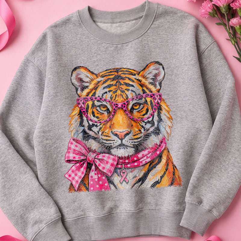 Pink Leopard Glasses & Gingham Bow DTF Transfer