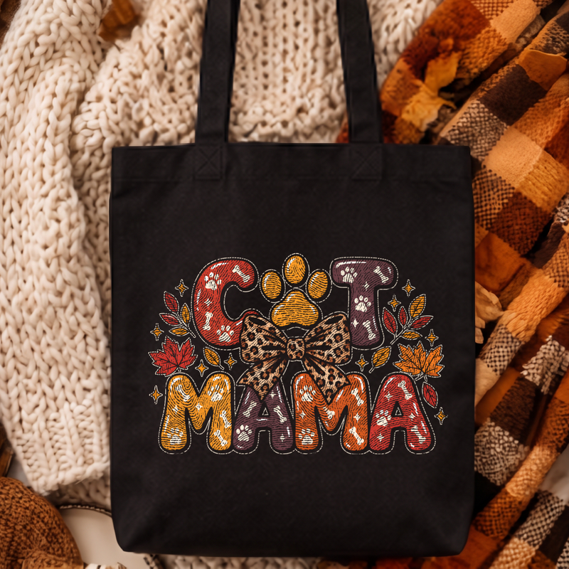 Cat Mama Autumn Leopard Bow - DTF Transfer