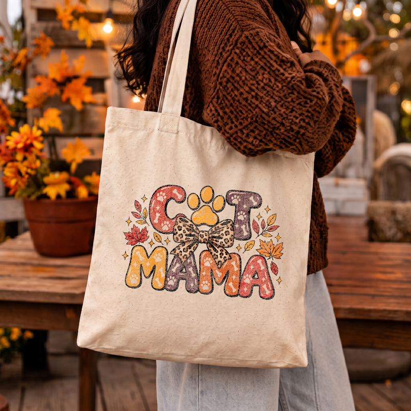 Cat Mama Autumn Leopard Bow - DTF Transfer