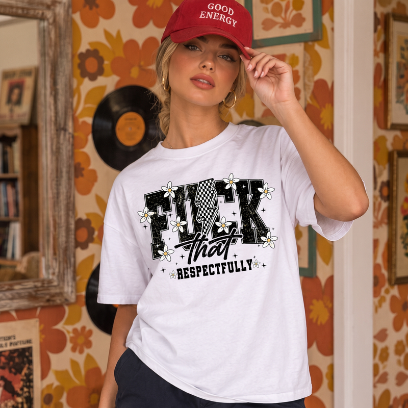 Fuck That Respectfully Babes Retro Daisy Lightning Bolt - DTF Transfer