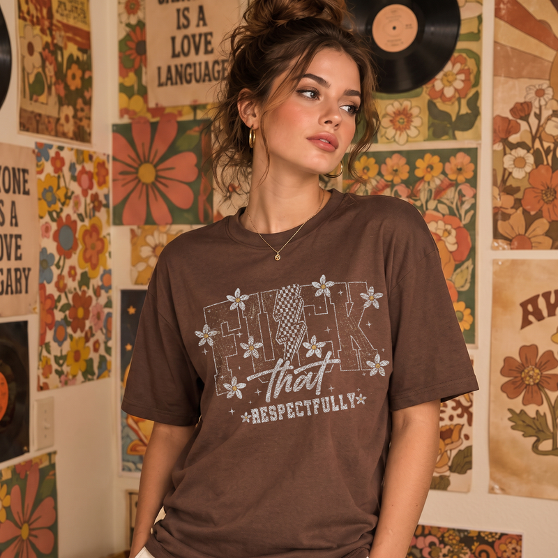 Fuck That Respectfully Babes Retro Daisy Lightning Bolt - DTF Transfer