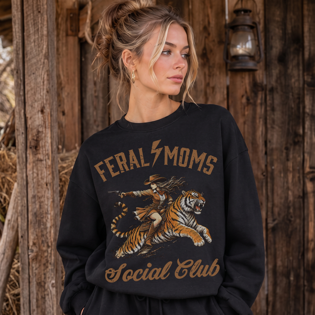 Feral Moms Social Club Outlaw Cowgirl Tiger - DTF Transfer