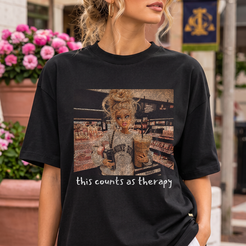 Retail Therapy Doll & Iced Coffee DTF Transfer