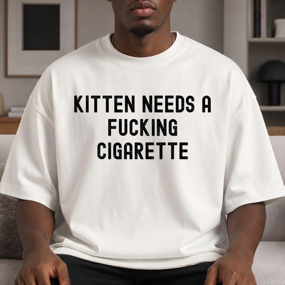 Kitten Needs A Cigarette Distressed - DTF Transfer