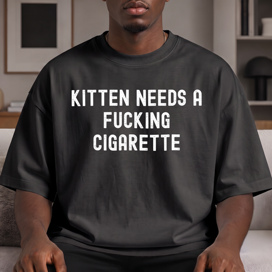 Kitten Needs A Cigarette Distressed - DTF Transfer