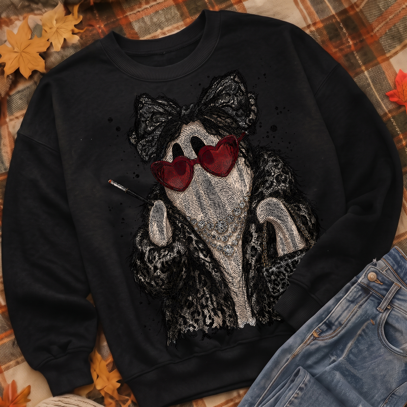 Lacy Glam Ghost High-Fashion Spooky - DTF Transfer