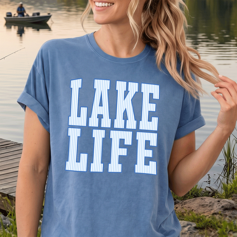 Striped Preppy Lake Life - DTF Transfer