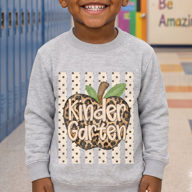 Leopard Apple Kindergarten Stripes & Polka Dot - DTF Transfer