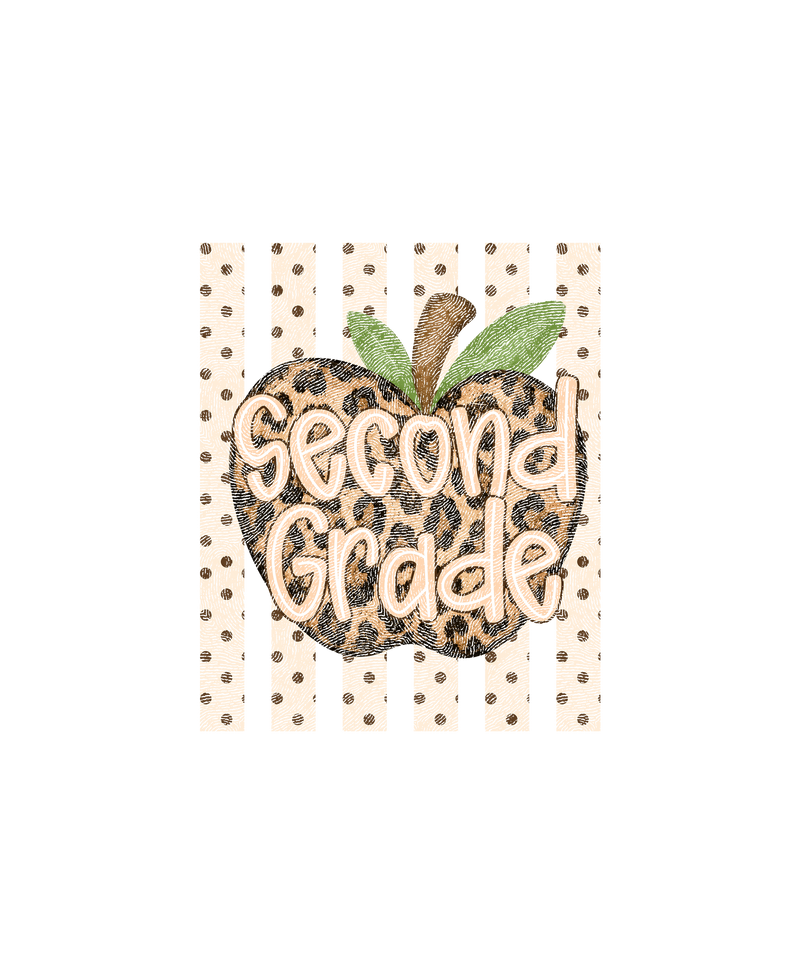 Leopard Apple Second Grade" Stripes & Polka Dot - DTF Transfer