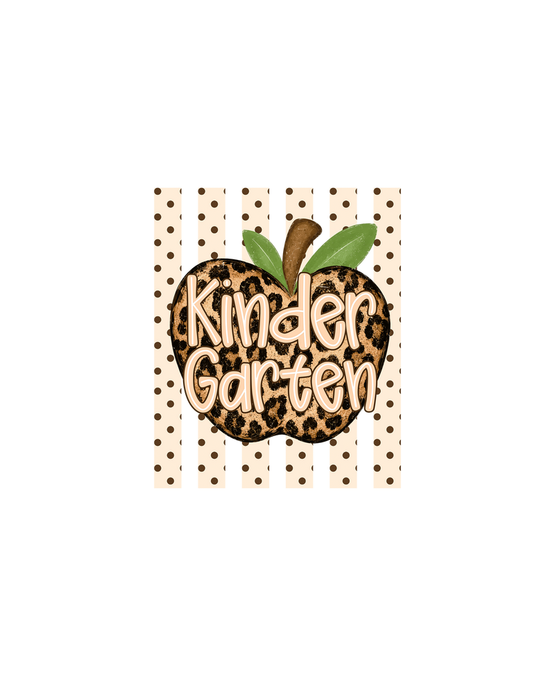 Leopard Apple Kindergarten Stripes & Polka Dot - DTF Transfer