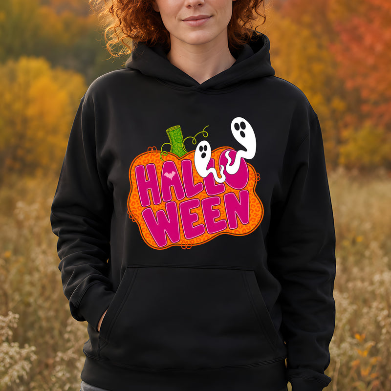 Pink Halloween Leopard Pumpkin & Ghosts - DTF Transfer