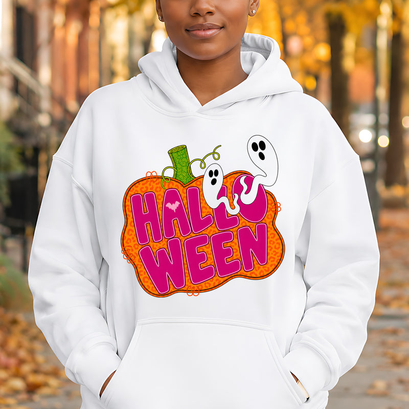 Pink Halloween Leopard Pumpkin & Ghosts - DTF Transfer