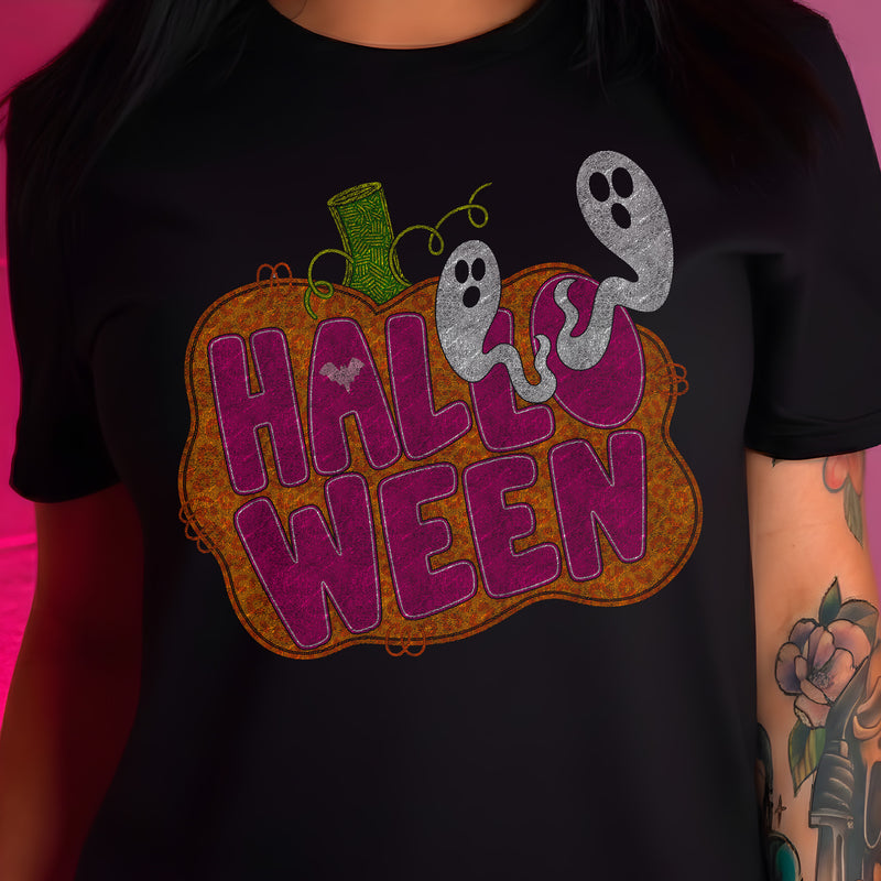 Pink Halloween Leopard Pumpkin & Ghosts - DTF Transfer