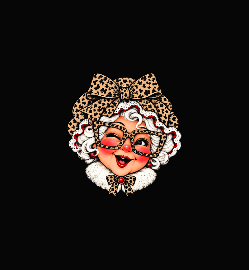 Glam Leopard Mrs. Claus Sassy Vintage Holiday - DTF Transfer