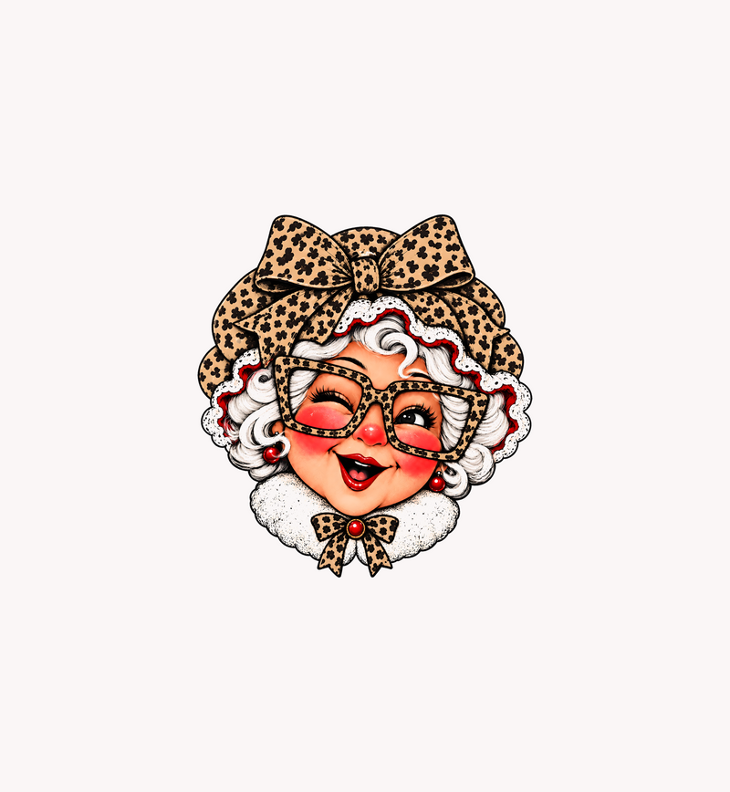 Glam Leopard Mrs. Claus Sassy Vintage Holiday - DTF Transfer