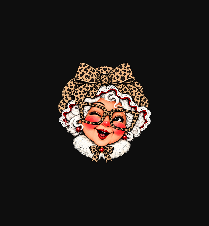 Glam Leopard Mrs. Claus Sassy Vintage Holiday - DTF Transfer