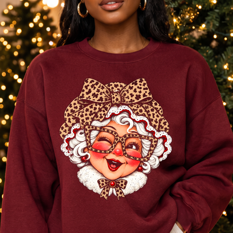 Glam Leopard Mrs. Claus Sassy Vintage Holiday - DTF Transfer