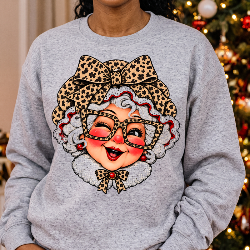 Glam Leopard Mrs. Claus Sassy Vintage Holiday - DTF Transfer