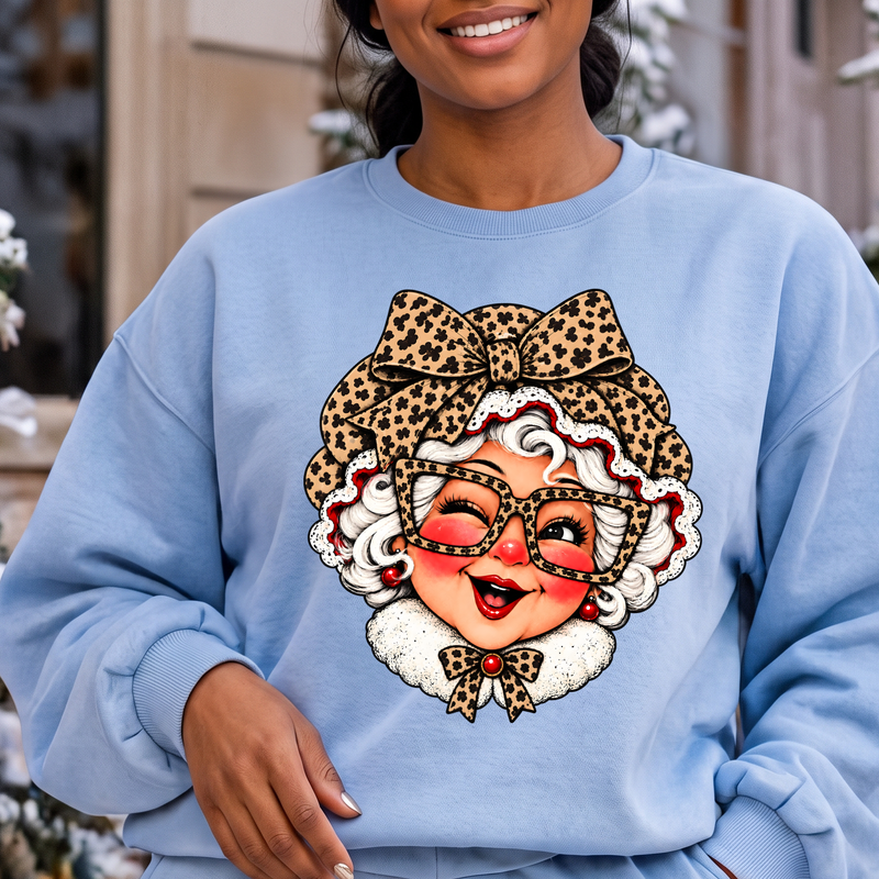 Glam Leopard Mrs. Claus Sassy Vintage Holiday - DTF Transfer