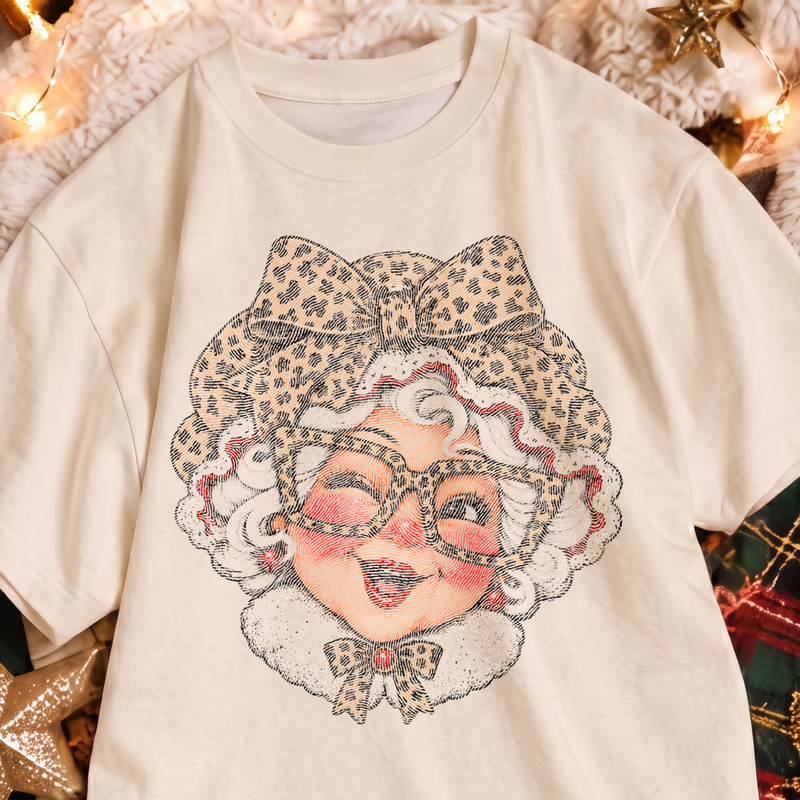 Glam Leopard Mrs. Claus Sassy Vintage Holiday - DTF Transfer