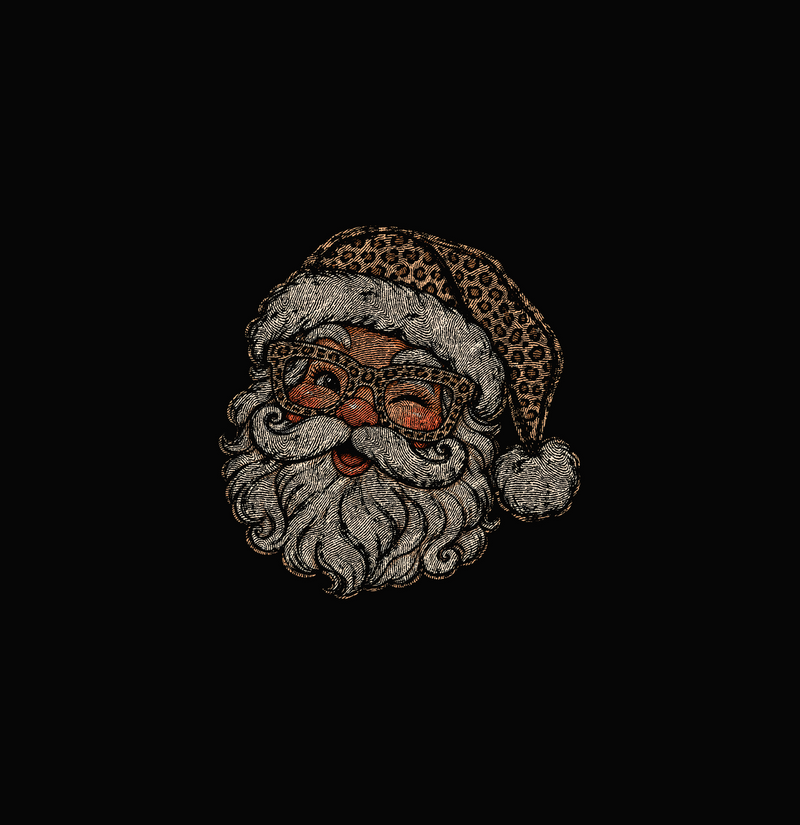 Cool Leopard Santa Retro Winking Christmas - DTF Transfer