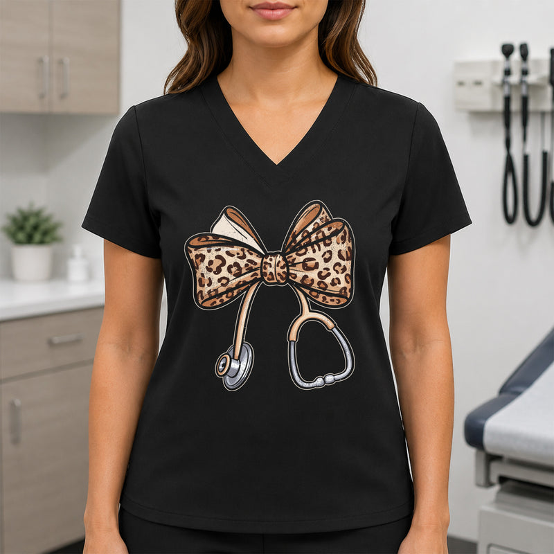 Leopard Bow Stethoscope - DTF Transfer