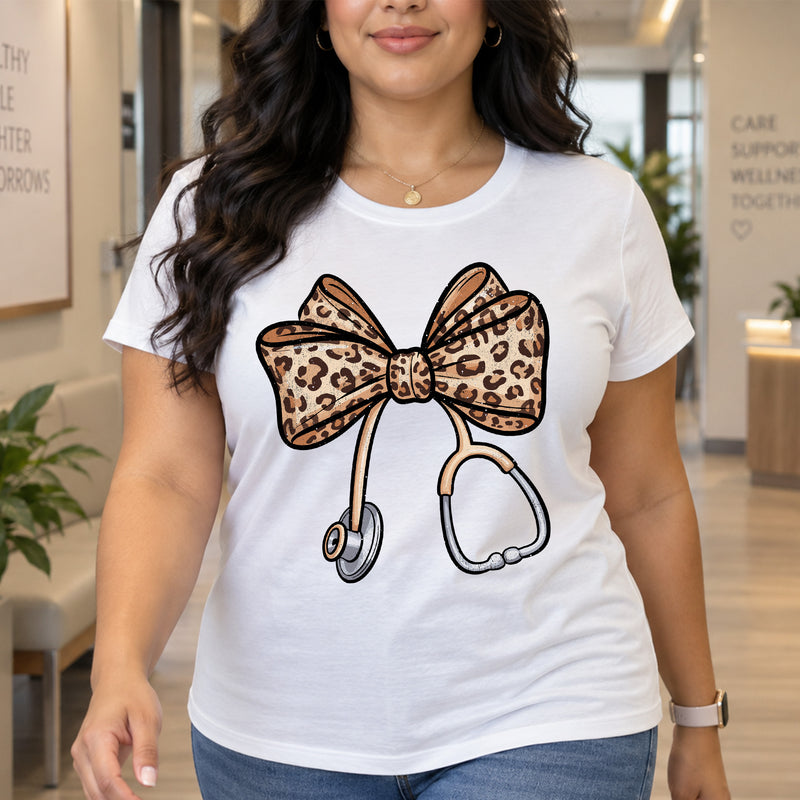 Leopard Bow Stethoscope - DTF Transfer