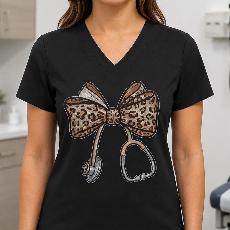 Leopard Bow Stethoscope - DTF Transfer