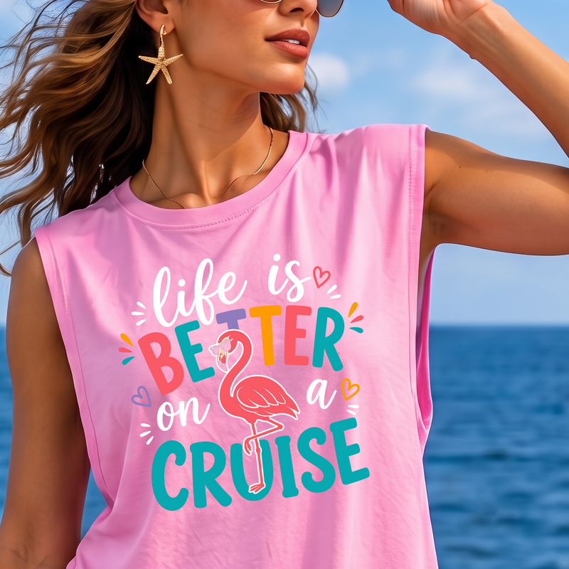Better Cruise Retro Flamingo Vacation - DTF Transfer