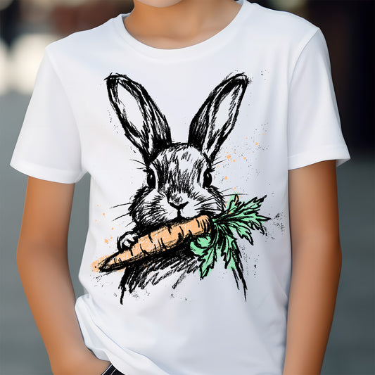 Vintage Line Art Bunny Sketch - DTF Transfer