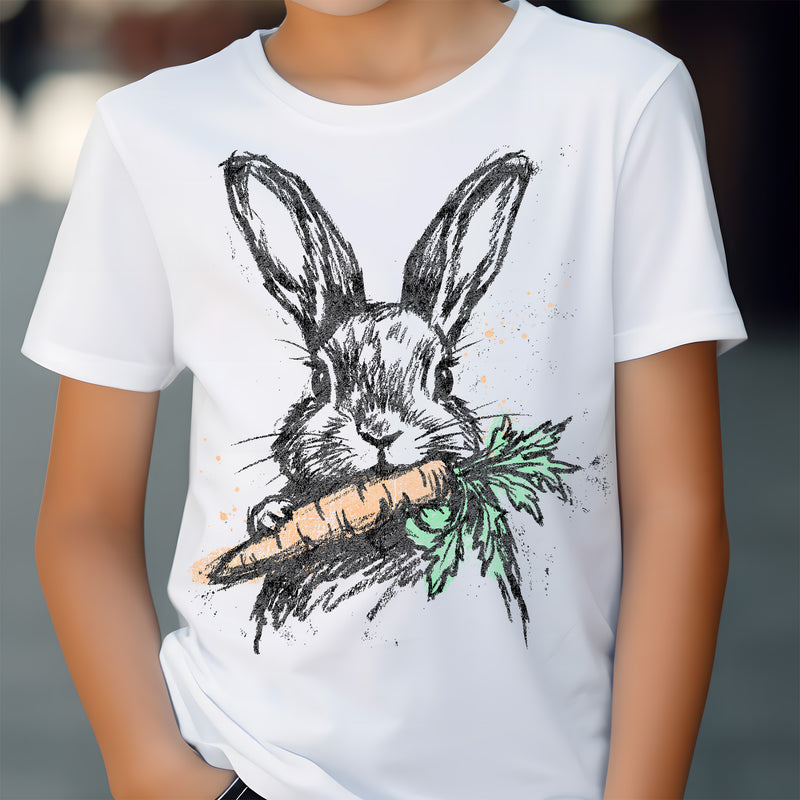 Vintage Line Art Bunny Sketch - DTF Transfer