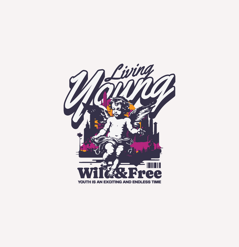 Living Young Wild & Free Y2K Renaissance Cherub Streetwear - DTF Transfer