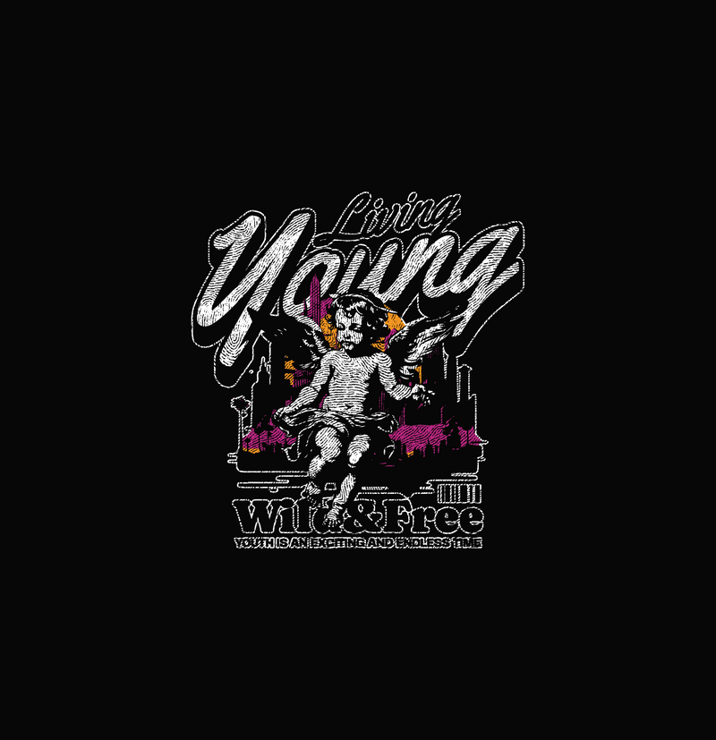 Living Young Wild & Free Y2K Renaissance Cherub Streetwear - DTF Transfer