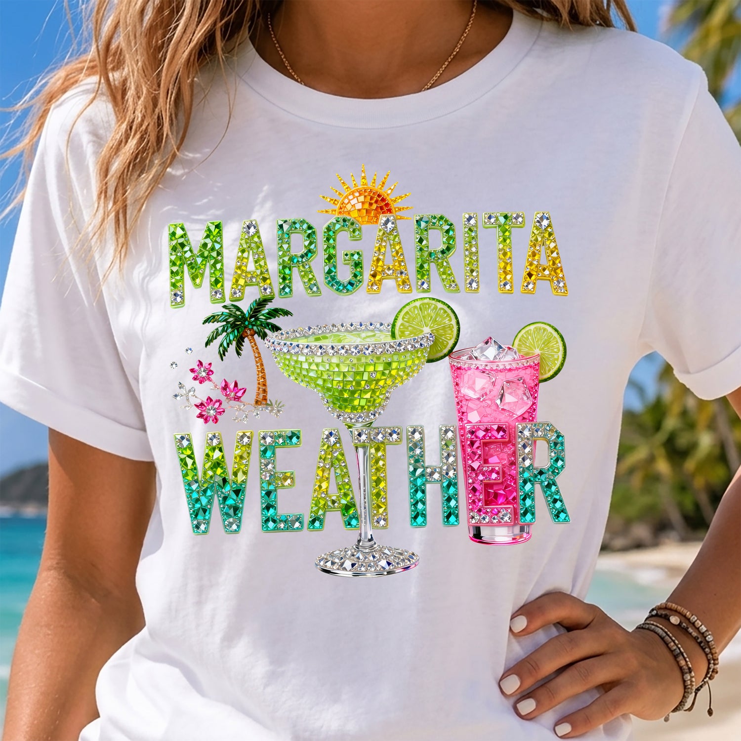 Faux Rhinestone Margarita Weather - DTF Transfer