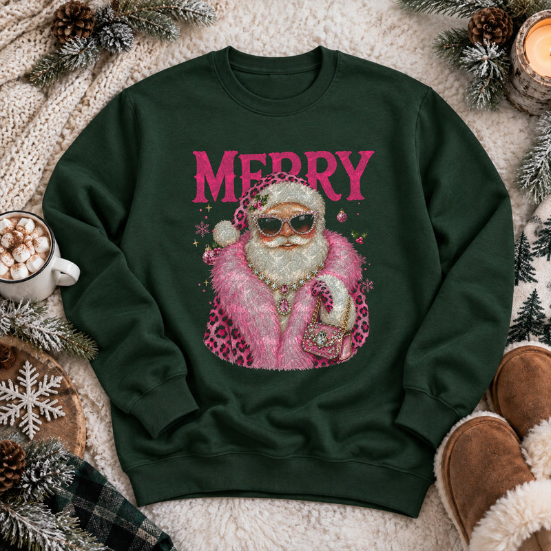 Boujee Santa With Pink Feather Boa - DTF Transfer