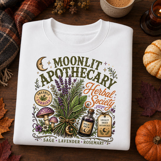 Moonlit Apothecary Herbal Society: Vintage Botanical DTF Transfer