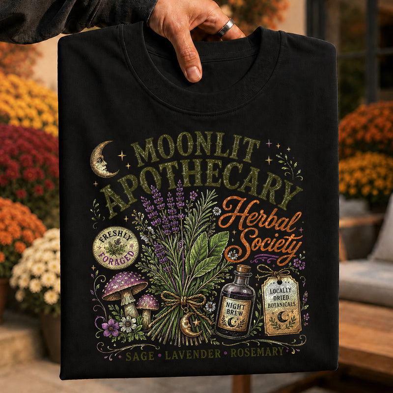 Moonlit Apothecary Herbal Society: Vintage Botanical DTF Transfer